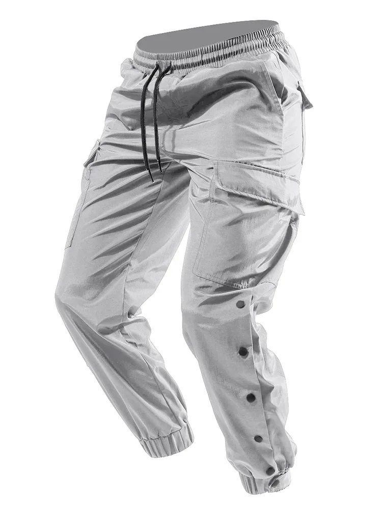 

New Casual Large Pocket Overalls Men's Cotton Jogging Loose Large Sweatpants Hip Hop Gym Casual Pants Medium Waist Men's Pants 2