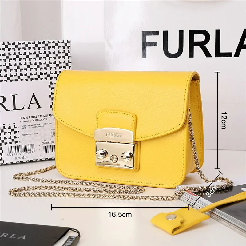 Оригинальные женские сумки FURLA, высококачественные женские сумки из меха желтого цвета, размер S 16,5 см x 12 см x 8 см