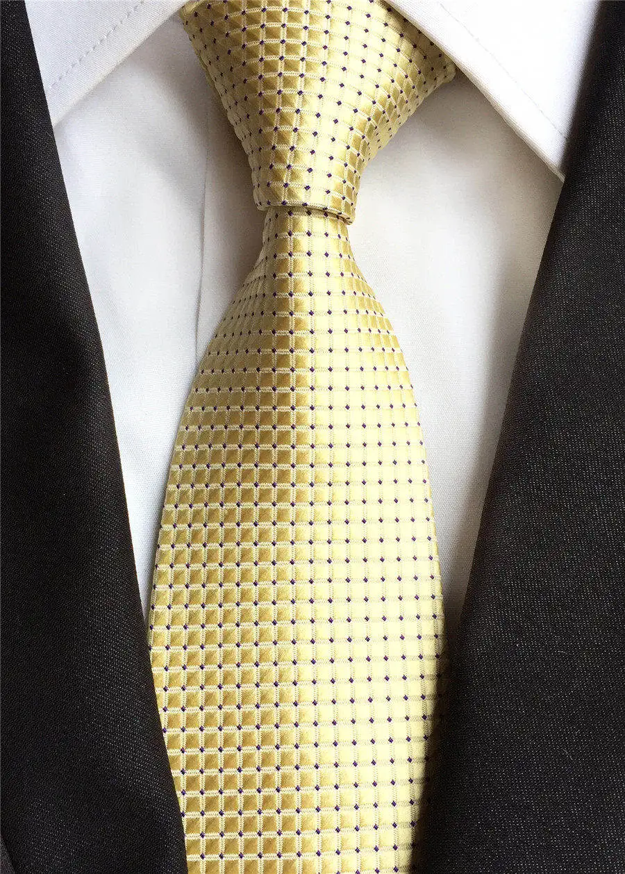 8cm Men's Unique Grids Ties Yellow Checkered Necktie Wholesale