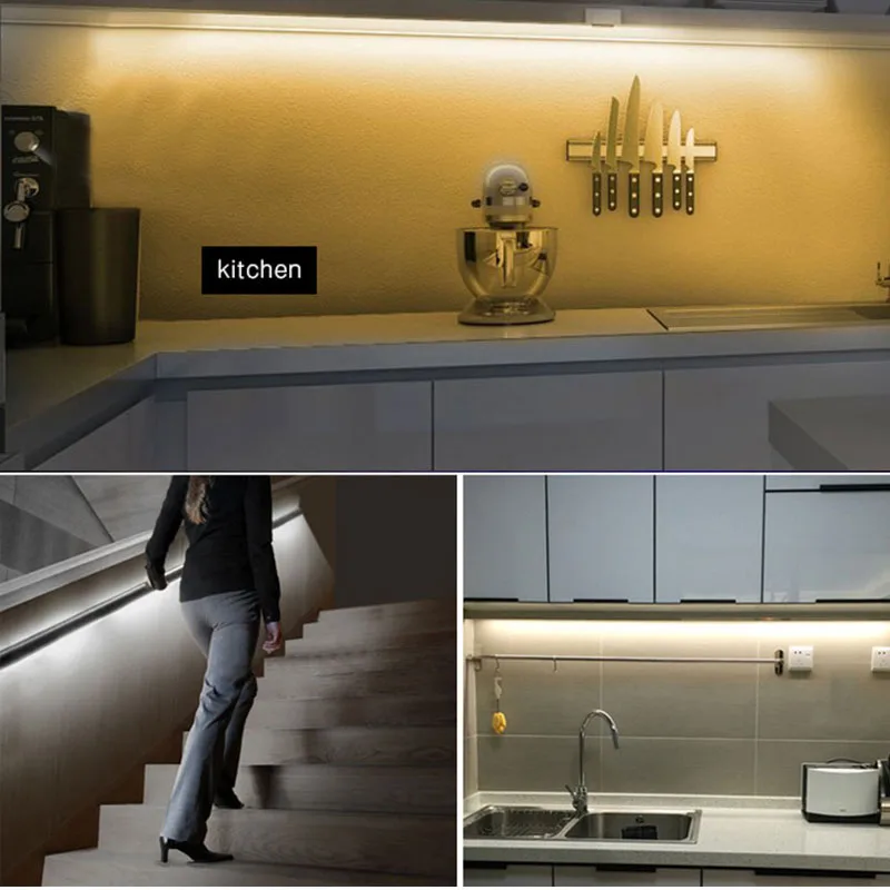 EeeToo светодиодная подсветка под шкаф движения PIR Сенсор светодиодные полосы 12V для