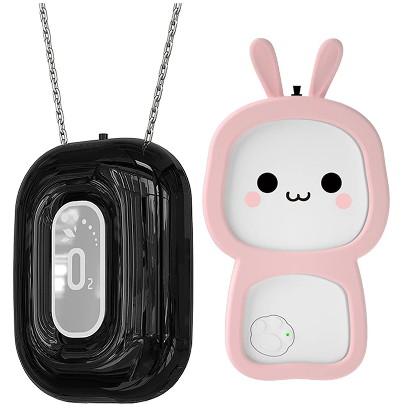 

2 Pcs Hanging Neck Air Purifier Personal Wearable Mini Portable Negative Ion Air Purifier, Pink & Black