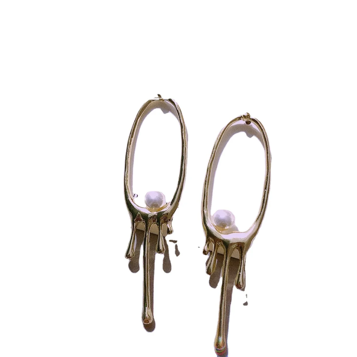 

Cool Wind Earrings Jewelry Water Shape Story Oval Pearl Earrings Baroque Niche Brand Earrings