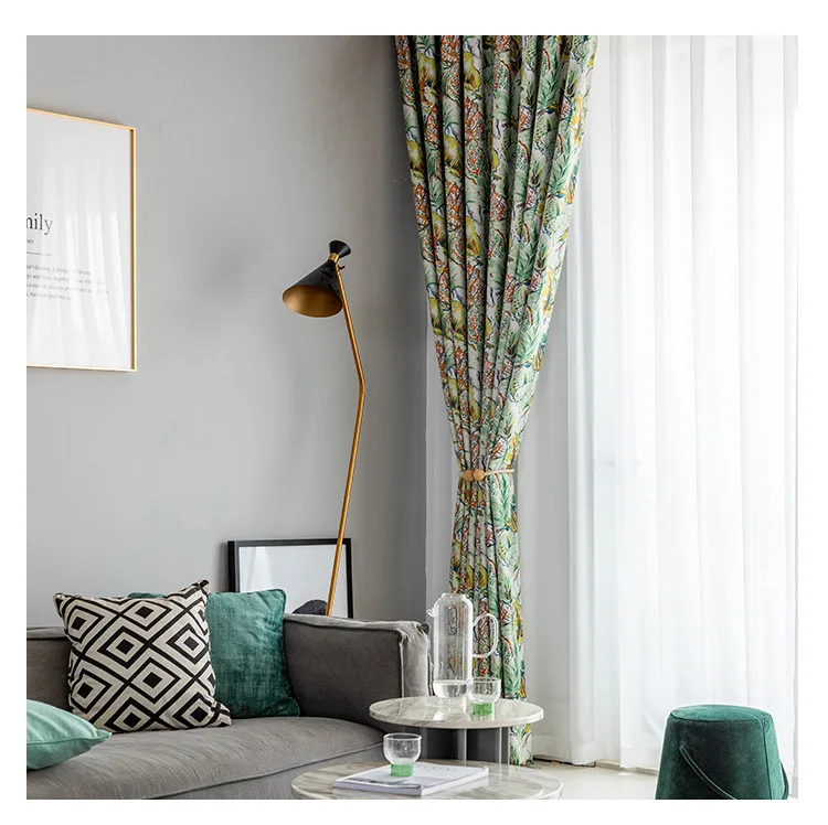 Шторы с двусторонним принтом листьев современные минималистичные занавески из