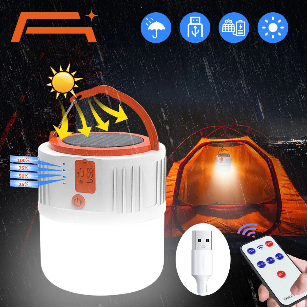 

Светильник фонарь на солнечной батарее для кемпинга, портативные USB-фонари, ночная лампа с USB-зарядкой, лампа с экономией энергии, уличная ав...