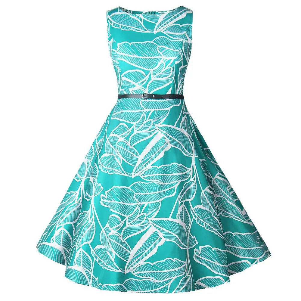 

Платье 2021 с круглым вырезом, без рукавов, французский Винтаж печатных платье элегантное платье D1812