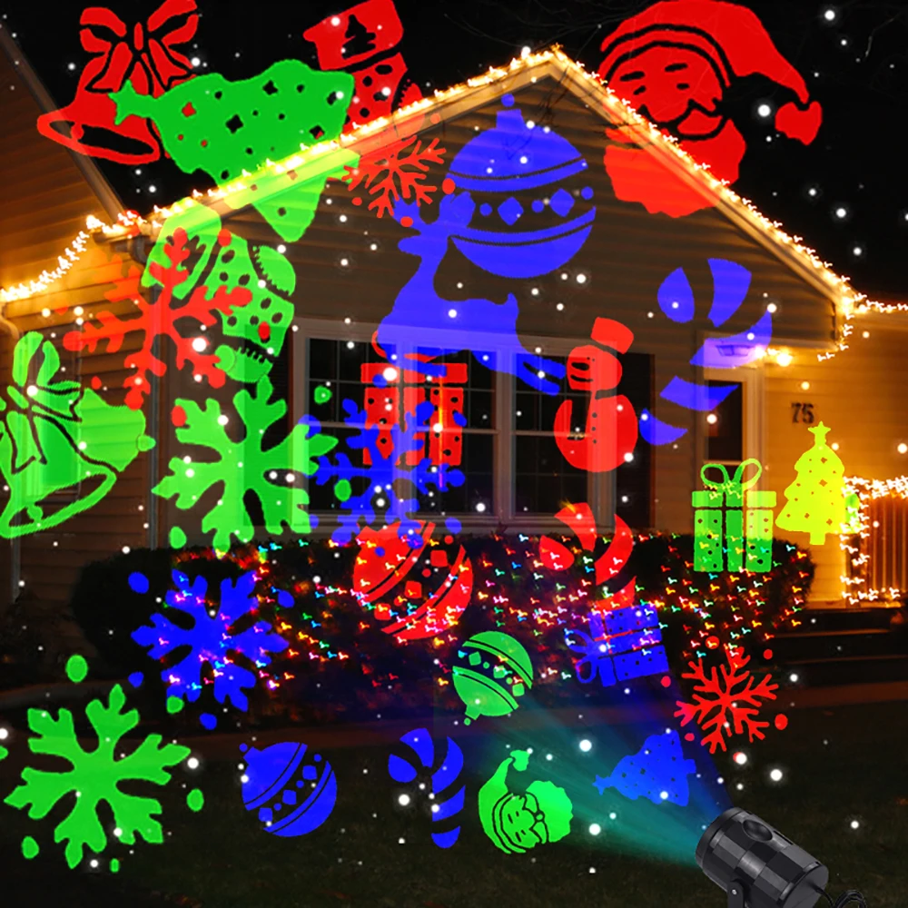 2020 Рождественский светодиодный проектор с 12 узорами вращающийся лазерный