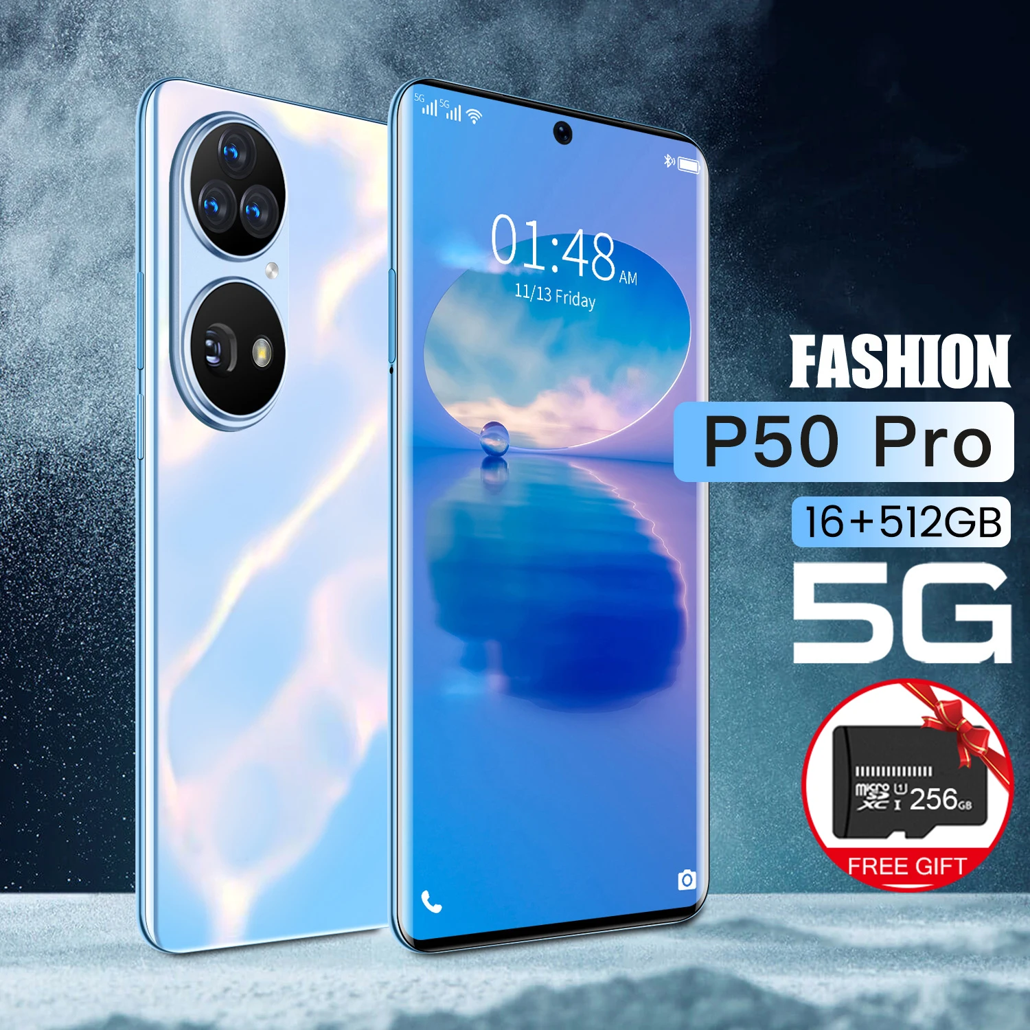 

HauWei P50 Pro 7.3 Inch 16GB+512GB 32MP+64MP Smartphone 5G MT6893 10 Core 1440*3200 8000MAH Android11 Face Finger ID Dual SIM+SD