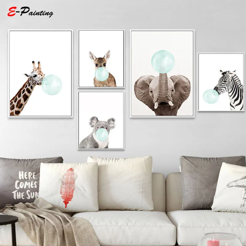 Настенный постер для детской комнаты с изображением животных зебры жирафа