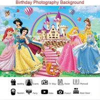 hot air balloon castle princess photo background girl kids birthday party decoration photography family studio shooting use