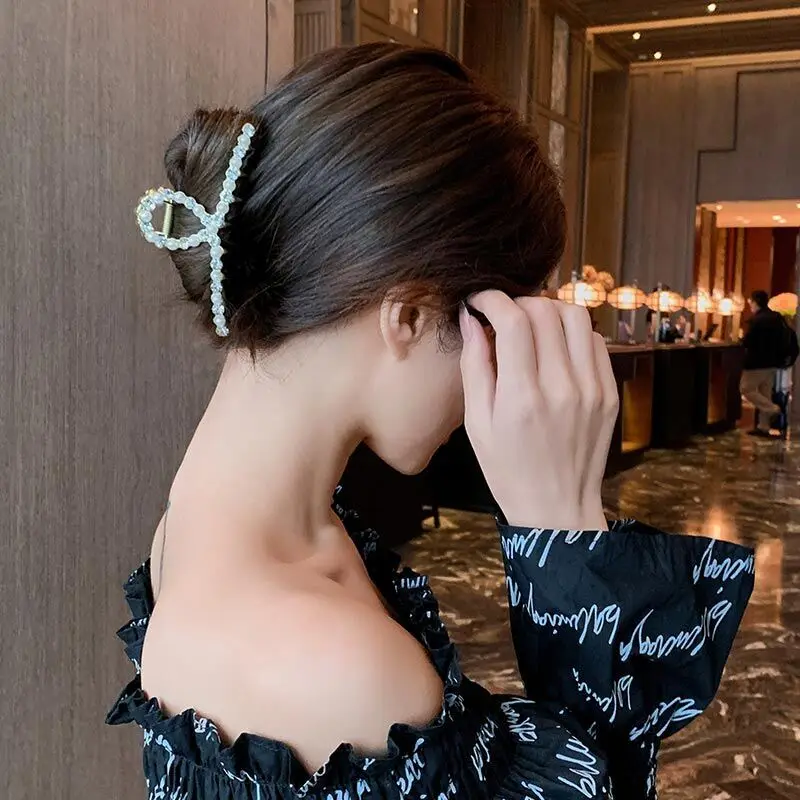 

Barrettes Back Head Fairy Pearl Tendy Mori Girl Clip Hairware Large Internet Celebrity Updo Hair Claw Hairpin