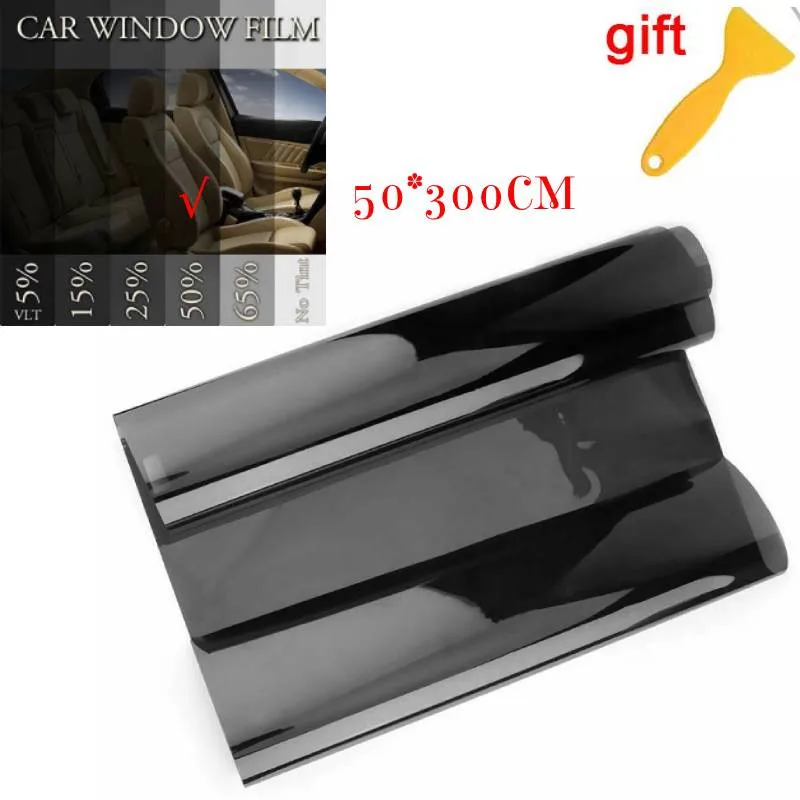 

Scratch Resistant WINDOW TINT FILM TINTING KIT Useful 50X300CM BLACK LIGHT