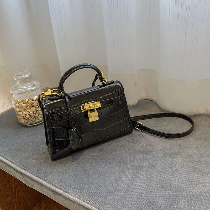 

Summer Stone Grain Solid Color Delicate And Elegant Women Diagonal Cross Bag White/Black Fashion Trend Classic Small Handbag