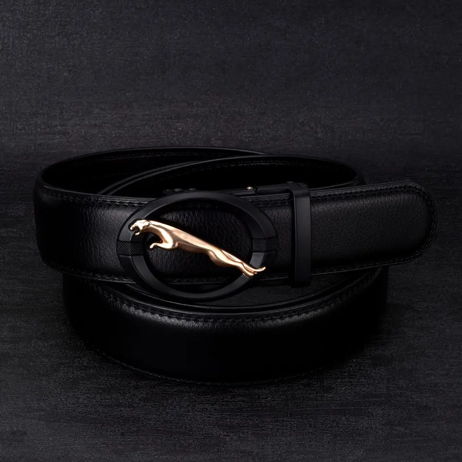 WOWTIGER Luxury brand 3.5cm cow genuine leather men's belt cowhide strap for male ratchet automatic buckle belts for men belts