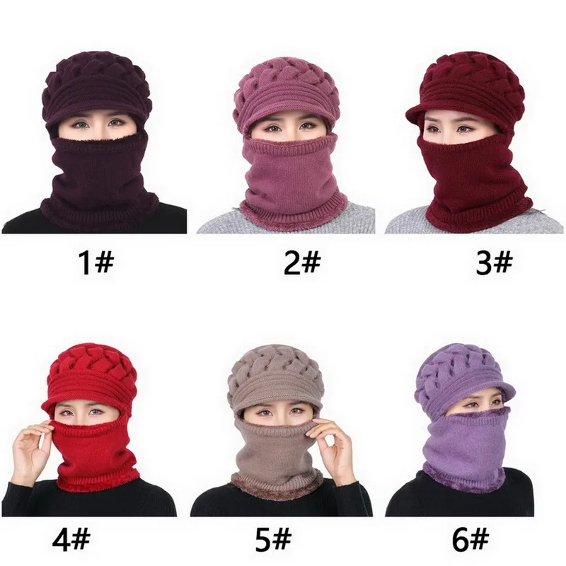 

Coral Fleece Winter Hat Beanies Women's Hat Scarf Warm Breathable Wool Knitted Hat For Women Double Layers Protection Caps