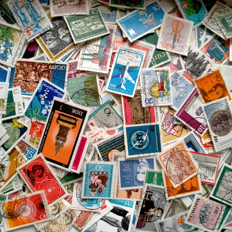Множество оригинальных штампов немецкой страны DDR почтовые марки европейские