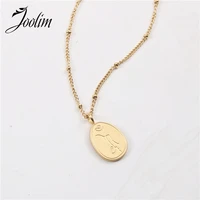 joolim jewelry pvd gold finish cherry double deck flower pendnt necklace stylish stainless steel necklace