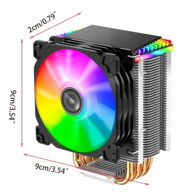 CR1400 PWM 4Pin 12V PC LED Fan Cooling RGB 4 Heat-pipes CPU Cooler 54DB | Компьютеры и офис
