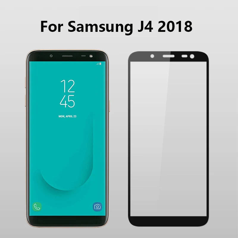 Стекло с полным покрытием для SAMSUNG J4 J6 J8 Plus закаленное стекло полная защита экрана