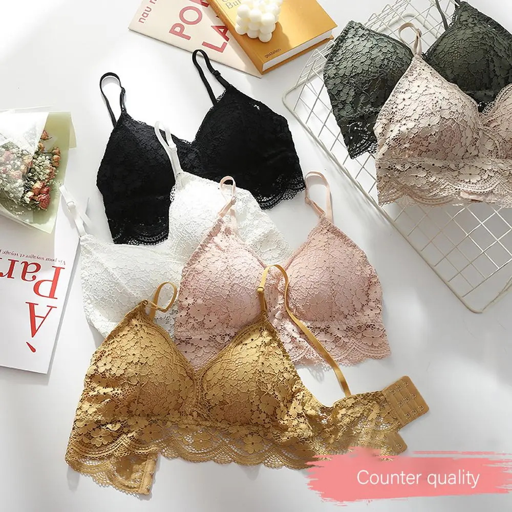 

Lace Triangle Cup Bra Women's Underwear Sexy Bra Without Steel Ring Breast Wrap Lingerie Girls Push Up Bra Women's Bralette
