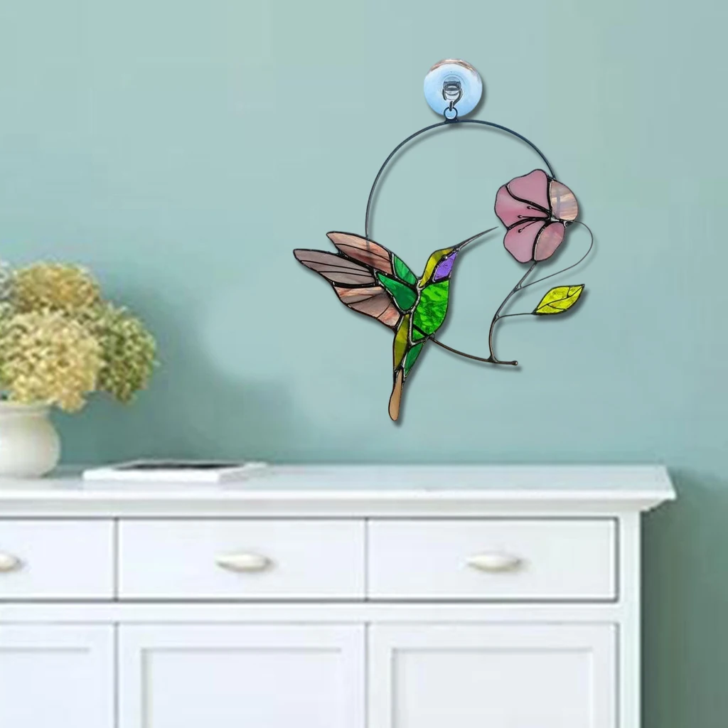 Подвесная витражная панель Hummingbird для украшения сада и дома|Ловцы снов подвесные