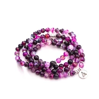 new design 8mm natural purple line onyx bracelet 108 mala buddha pendant bracelet chakra necklace yoga prayer bracelet dropship