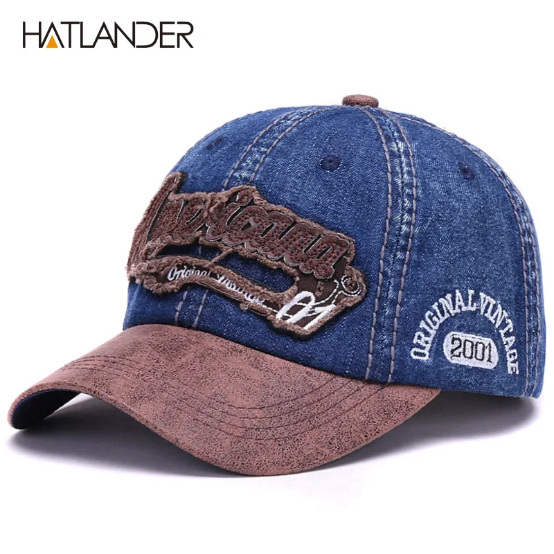 Бейсболки HATLANDER с винтажными буквами хлопковая джинсовая Регулируемая Кепка и