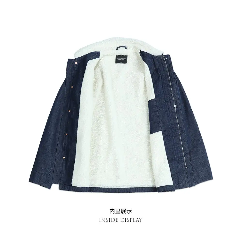 SIMWOOD 2021 зимние новые толстые флисовые пальто для мужчин джинсовая овчина куртка