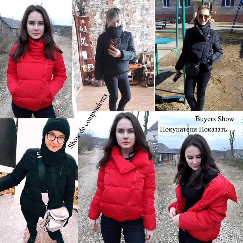 Женская короткая куртка-парка Mujer зимняя куртка-пальто Модная Осенняя однотонная теплая Повседневная Стеганая пуховая парка Женское пальто