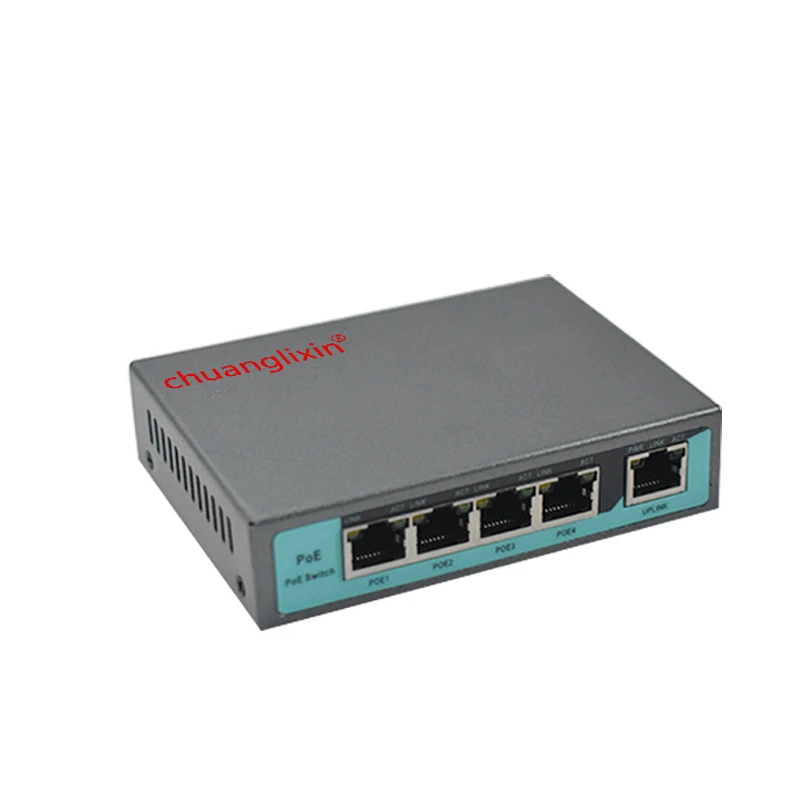 Гигабитный POE коммутатор 1000 м 4 порта + 1 порт uplink оптический poe 48 в af/at источник