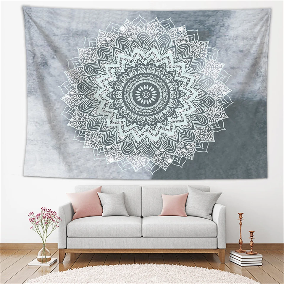 Индийские настенные подвесные одеяла серый Бохо Декор стены гобелены протез