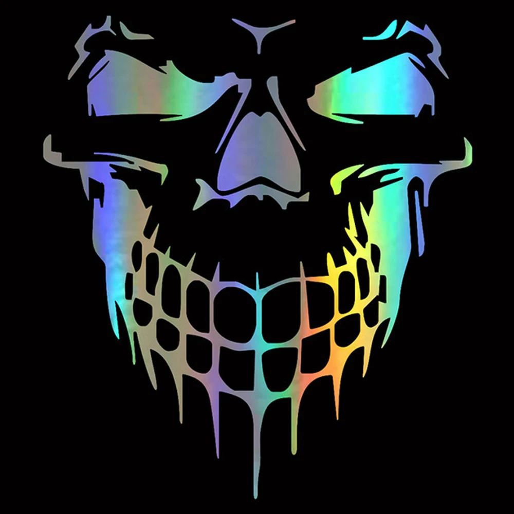 

DSYCAR 1 шт., большой размер 59X53 см, наклейки и наклейки с головой черепа, светоотражающие виниловые наклейки для стайлинга автомобилей, капот двигателя, двери, окна автомобиля