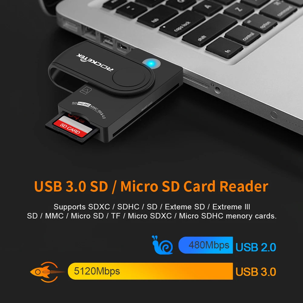 Rocketek USB 3 0 2 мульти считыватель смарт карт SD/TF micro SD память ID банковская карта sim cloner