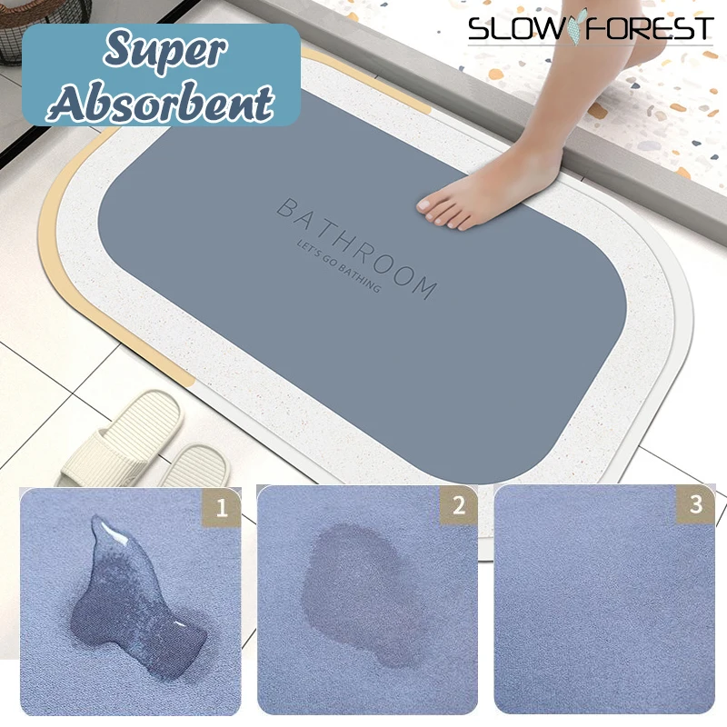 

Diatom Mud Super Absorbent Floor Mat Soft Mat Toilet Door Foot Mat Bathroom Non-slip Mat Wash Basin Shower Household Floor Mat