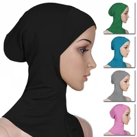 1pcs soft muslim hijab solid color casual elastic four seasons head scarf islamic women cotton stylish turban cap muslim bonnet