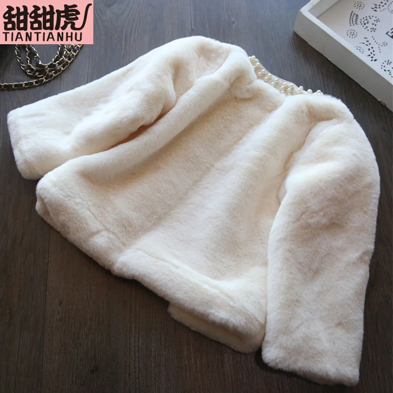 New Autumn Winter Baby Girls Coat Faux Fur Jackets Thick Warm Parka Kids fur Outerwear Clothes for solid O-neck suit | Детская одежда и