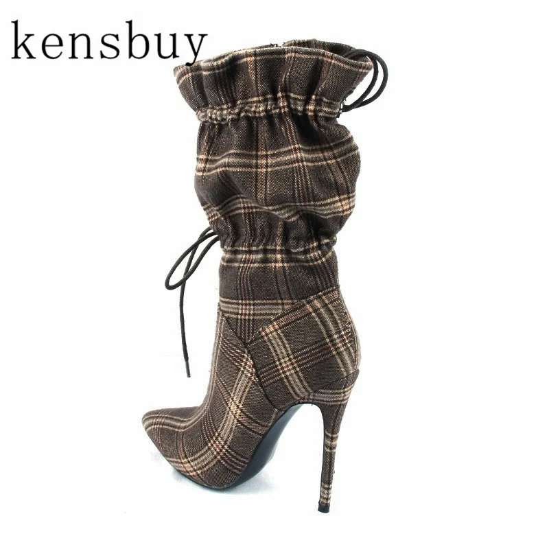 

2021 Fashion Women Bud Elastic Band Decoration Ankle Boot Sexy Pointed Toe Concise Party Chelsea Boots Side Zipper Stiletto Boot