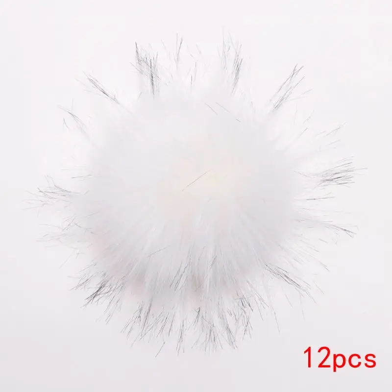 

12pcs 10cm Faux Raccoon Fur Pom Pom Ball with Elastic Band for DIY Knitting Hat Bag Scarf Accessories