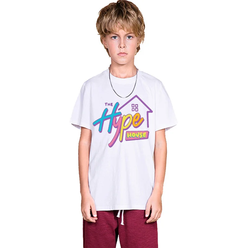 Летняя футболка с мультяшным изображением домика гипа для мальчиков и девочек