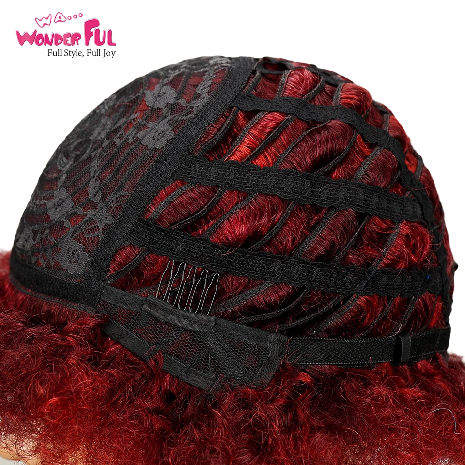 Полный машинный короткий афро кудрявый парик 100% человеческие волосы кудрявые