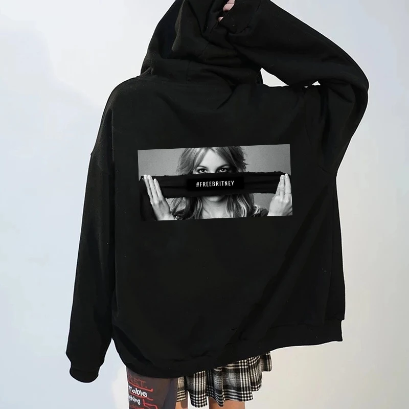 

Women Hoodies #Free Britney Back Printing Zip Up Pocket Harajuku Korean Y2k Sweatshirts Female Long Sleeve Hooded Jacket Top