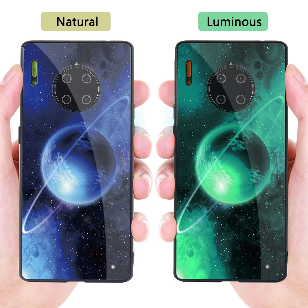 Светящийся чехол из закаленного стекла для телефона huawei Коврики 30 Pro P30 Lite P20 P 20 20Pro