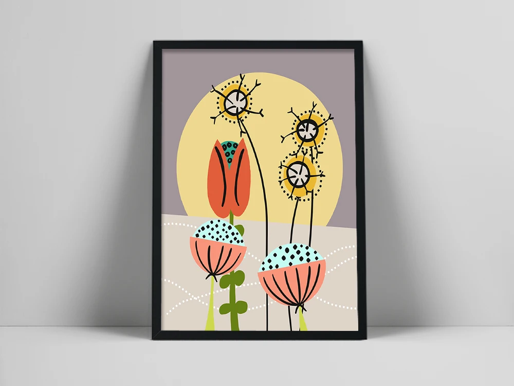 

Scandinavian Art, Mid Century Wall Art, Scandinavian Print, Mid Century Modern, Kitchen Art, Botanical Print, Folk Art, Botanica