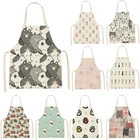 Фартук Кухонный с принтом растений, детский передник с узором для взрослых и животных, инструменты для уборки, фартук для барбекю с пользовательским логотипом, 55-68 см