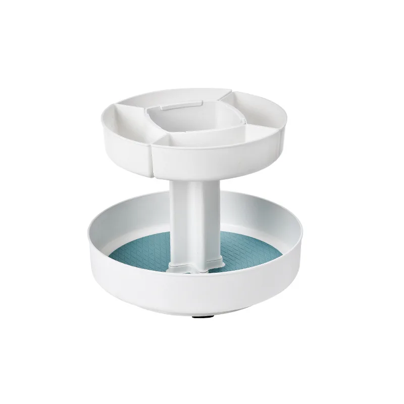 

360 degree rotating cosmetic storage rack double-layer rotating storage box 30cm round turntable double-layer spice rack