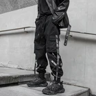 Брюки-карго мужские PocketHarajuku, модные джоггеры, спортивные штаны, уличная одежда, брюки-султанки в стиле хип-хоп, тактические, черные
