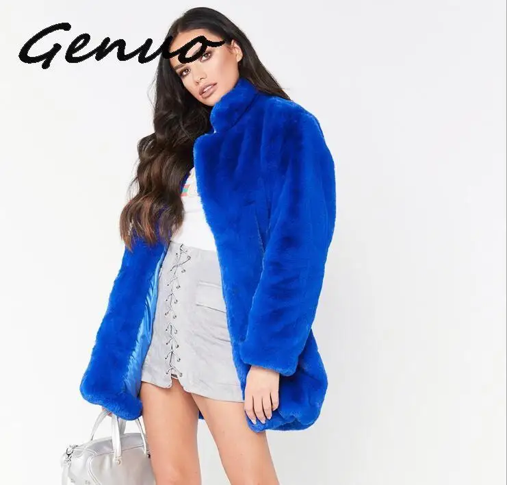 

S-4XL Winter Warm Plus Size Open Stitch Slim Black Plush Coat 2020 Women Faux Rabbit Fur Loose Cardigan Ladies Thick Long Coat