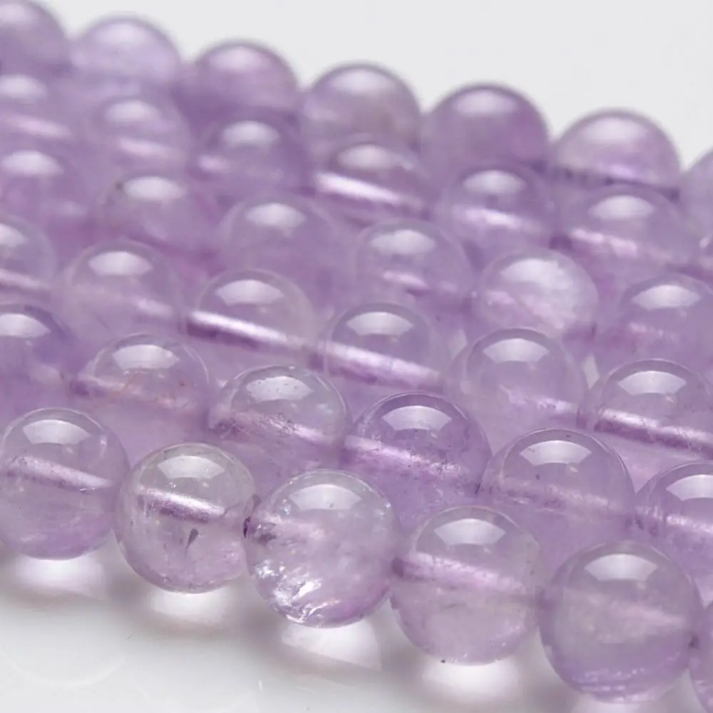 

Natural Round Lavender Amethyst Crystal Gemstone Loose Beads 6 8 10 12mm For Necklace Bracelet DIY Jewelry Making