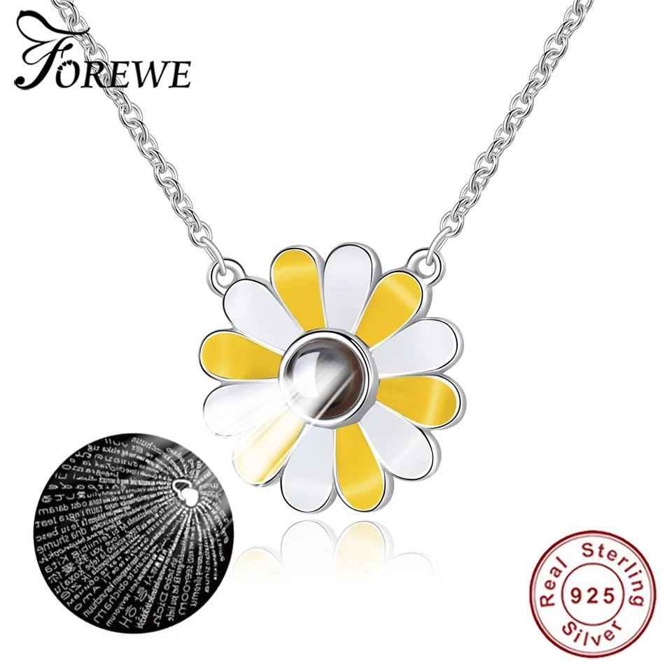 Модное ожерелье из стерлингового серебра 925 пробы с искусственными маргаритками