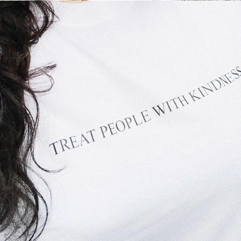 

Treat People with Kindness T-Shirt Women Fashion Letter Printed T Shirt Femme Asual Yellow Tee Feminist Tee Tops - K102