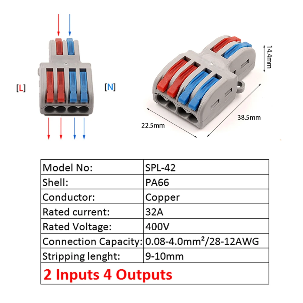 

Fast Wire Connector SPL-42/62 Universal Mini Fast Wire Connector LED Lamp Push In Wiring Cable Connector Terminal Block